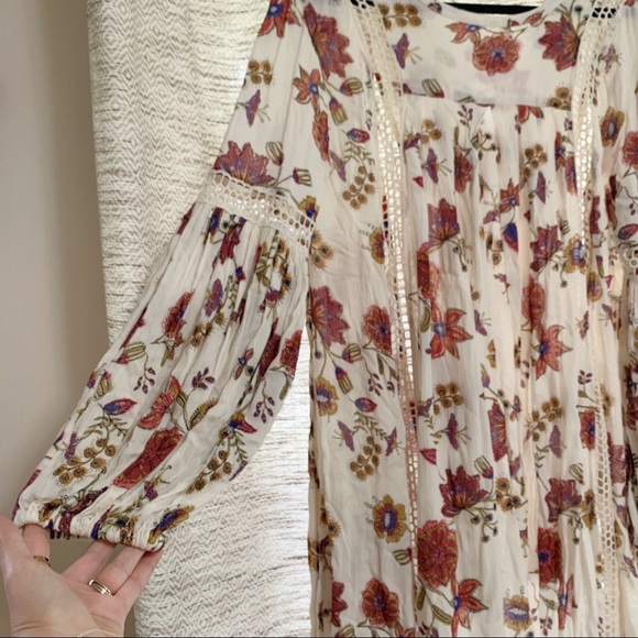 EUC Free People boho floral flowy tunic top - Picture 6 of 9